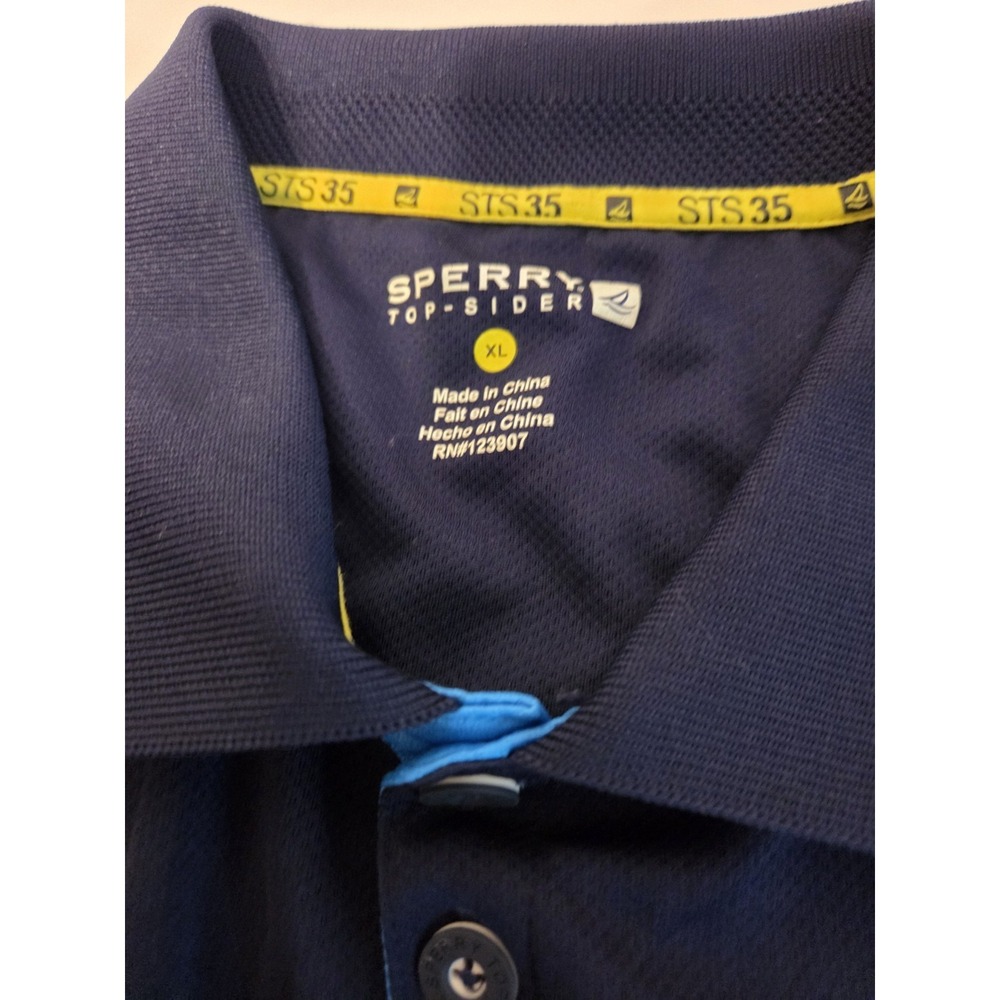 SPERRY Top Sider Size XL Women's  Polo Shirt STS 35 Blue Nautical Collared  Top